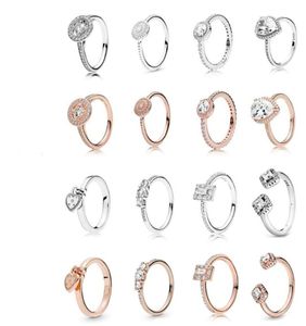 Clusterringe hochwertige 925 Silber Rose Gold Love Knot Charm, märchenhafte Licht, herzförmiger Ring, Originalschmuck für Ladies1106446