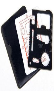 Rostfritt stål 11 i 1 Pocket Wallet Kreditkort Knivöppnare Multi Tools Vandring Hunting Camping Survival Outdoors Gear Life Sav8810664