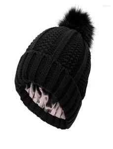 Capskull basieskull 2022 Womens Foresine Cappello berretto a maglieria Acrilico Cappelli invernali caldi per donne uomini in seta fodera morbida moda slouchy 3972400