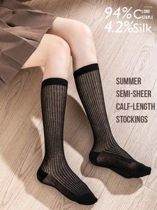 Donne calze di qualità Summer Silk Cotton Stocking 3 coppie set Openwork Bildo sottile Billo morbido fresco Fresh Bisthy senza cucitura Cute 5pairs/borsa