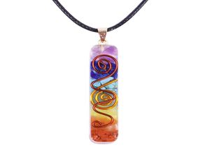 Reiki 7 Chakra Orgone Pendant Necklace Energy Healing Crystals Chips Tumbled Stones Mixed Orgonite Resin Necklace CX2007215506684