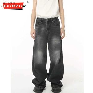 Men's Jeans Retro Mens Jeans 2024 Spring/Summer New Wide Leg Loose Jeans Fashion Tear Straight Leg Pants S-XL WX