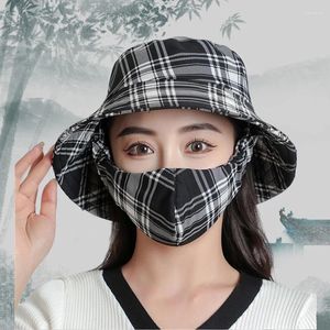 Berets Radfahren Gesichtsschutzmaske Sonnenschutzmittel mit breiter Krempe für Frauen Mädchen im Freien im Freien Sonnenschutz UV Fischermütze