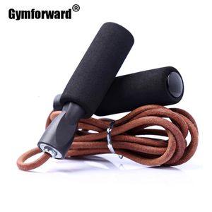 Professional Cowhide Jump Rope Crossfit Fitness Boxer Training Skipping Weightloss Workout Excercise Boxing MMA Jumprope 240416