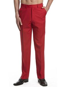 Ny ankomstanpassade Mens Dress Pants Byxor Flat Front Slacks Solid Red Color Män passar Pants Custom Trousers4671948