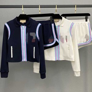 Women's Two Piece Pants Designer handsome and slimming American style college style embroidered sports suit short flip collar jacket small hot pants