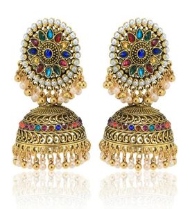 ダングルシャンデリアボリウッドジュエリー伝統的なエスニックゴールドトーンJhumka Earrings Jewelry for Women Party Wear WearddangleDA6190752