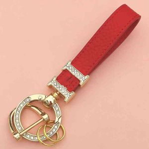 Keychains Lanyards Högkvalitativ lyxbil Keychain Diamond Letter H Par Bag Keyrings Key Chain Pendant