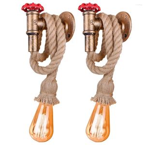 Wall Lamp American Country Rope Water Pipe Retro Light Sconce Beside Living Loft Lights Lighting Stair Indoor E27