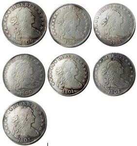 미국 1798 1804 7pcs 드레이프 버스트 달러 헤럴디 독수리 은금 도금 된 사본 동전 금속 공예 제조 공장 7212279