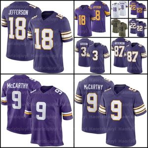 9 J.J.McCarthy Justin Jefferson Addison TJ Hockenson Football Trikot 15 Turner Harrison Smith Adrian Peterson Randy Moss CJ Ham Mattison Danielle Hunter KJ Osborn