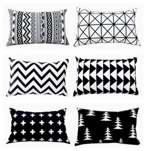 Schwarz -Weiß rechteckige Funda Cojin Modern Modern Geometrische Kissenabdeckung Boho Sofa Chaise Throw Pillow Case1396035