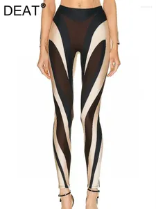 Leggings femininas 2024 Autumn Moda Contraste Color Patchwork Design