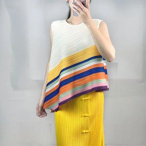 Women's Blouses Tank Top Stripe Loose 2024 Ruffled Sleeveless Suspended Wearing Han Ban Xian Thin