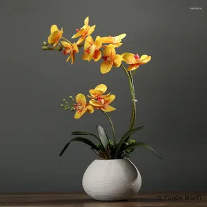 Decorative Flowers Butterfly Orchid Artificial Flower Creative Living Room Table Fake Desktop Potted Plants Home Decoration Ornaments