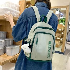 Ryggsäckstudenter Fashion Letter Justerbara remmar Portable Handle Japanese Style Sidofickor Casual Schoolbag Bookbag