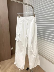 Women's Pants Spring And Summer Large Pocket Cargo Jeans Straight Leg Wide Easy To Control