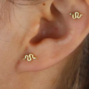 Earrings Delicate Gold Plated Small Animal Snake Stud Earring Girl Second Hole Multi Piercing Cute Lovely Jewelry 230831