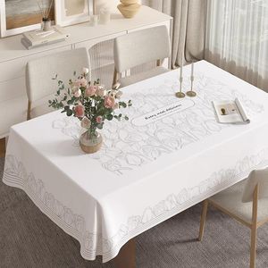 Table Cloth Cotton Linseed Tablecloth Rectangular White High -class Dining Room Waterproof And Oil Resistant