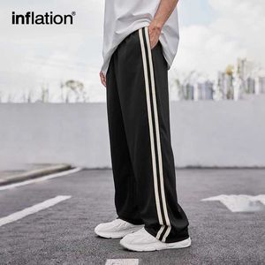 Men's Pants striped side straight leg sports pants unisex drAWstring waist sports pantsL2405