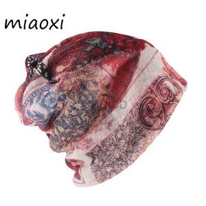 Beanie/Skull Caps Miaoxi New Fashion Women Beauty Adult Beanies Skallies Casual Två begagnade Lady Cap Polyester Girls Hat Hatts Floral Bonnet Sale D240429