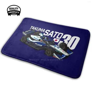 Mattor Takuma Sato 2024 (vit text på blått) Soft House Family Anti-Slip Mat Rug Carpet Japan Japanese Jpn Taco Taku America USA