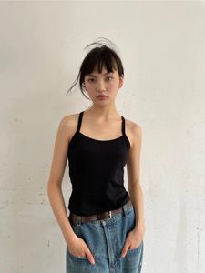 Women's Tanks Contrast Backless Tank Summer Slim Fit Small Strap Bottom Top