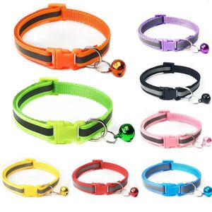 Reflective Breakaway Cat Collar Neck Ring Necklace Bell Pet levererar Säkerhet Elastisk justerbar reflekterande krage PET -produkter 240429