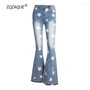 Jeans women's jeans flare pantalone per donne modelli a strisce stella denim integrale con tasche femminile sexy sexy sy2645