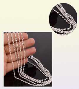 HELA 10PCSLOT Fashion Silver Necklace Chains2mm 925 Jewelry Silver Plated Double Water Wave Chain Necklace 16quot30Quo3609495