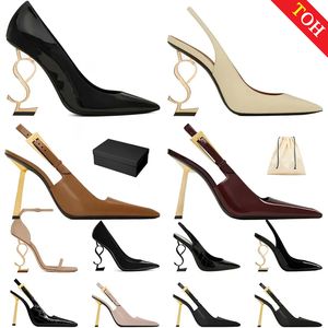 Tacchi alti donne abiti di lusso scarpe designer di lusso in pelle tono oro tono nero nere nuede femmini