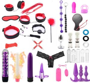 35 Pcsset Sex Products Erotic Toys for Adults BDSM Sex Bondage Set Hand s Adult Game Dildo Vibrator Whip Sex Toys for Women Y19129973001