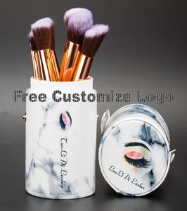 10pcsset Marmor Make -up Pinsel Blush Pulver Augenbrauen Eyeliner Highlight Concealer Contour Foundation mit Bag 6523046