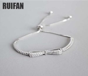 Ruifan Fashion Box Chain Bowknot 925 Sterling Silver Bracelet Female Cubic Zirconia Womens Bracelets Wedding Jewelry YBR057 CX20064287164