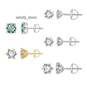 925 Sterling Silver Stud Earrings 1 ct Moissanite Earrings