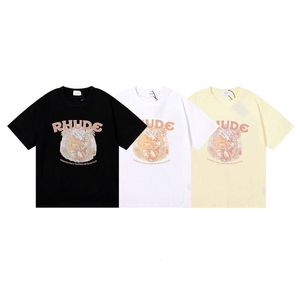 RHUDE T-SHIRT Designer Tee Luxo Moda Menção Tshirts Planta de Herbais Impressão simples Camiseta de manga curta casual de algodão puro para homens e mulheres