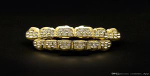 Хип -хоп золотой серебро 8 Алмазные зубы Грильц устанавливают коляние замороженных фальшивых грилей для женщин с хитовым ювелирным изделиями для женщин.