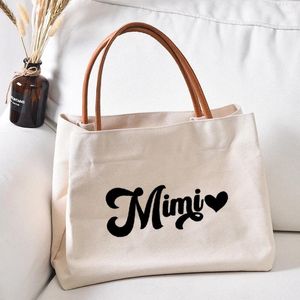 Shopping Bags Gift For Grandma Mimi Women Canvas Tote Bag Shoulder Handbag Beach Print Work Drop