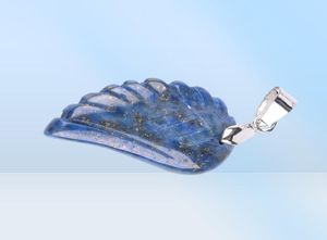 CSJA Angel Wing Pendant Carved Feather Natural Stone Amethyst Lapis Lazuli Butterfly Crystal Gemstone Men Women Love Jewelry Handm2690945