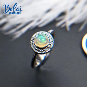 Klusterringar naturlig opal ring söt design resizable 925 sterling silver fina smycken för flickor kontor bär härlig gåva