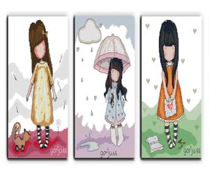 Triple Lovely Lovely Girls Home Decor Painting Cross Cross Stitch Emelcodery Setres Stenced Print на холсте DMC 14CT 11T6851437