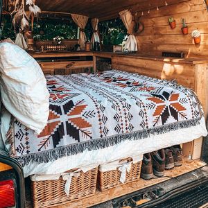 Nordic Retro Geometric Blanket Outdoor Picnic Mats Beach Ethnic Vintage Indian Totem Blankets Plaid Bed Sofa Cover Decor 240409