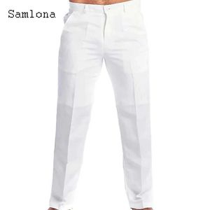 Men's Pants Mens upright pocket casual linen pants pure white gray Trouser Plus size 3xl mens elegant and fashionable sports pants mens street clothing J240429