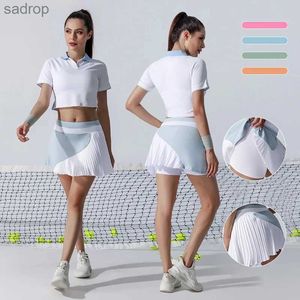 Saias novas elasticidade alta e respirável corredor de cintura leve tênis badminton plissou camisetas de esqui feminino xw