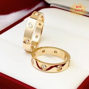 MENS Womens Love Ring Man 4mm 5mm 6mm Wedding High Quality 925S 18K Storlek 5-11 Luxury Diamd Rose Sier Engagement med Box Crtir Designer Gold Band S9ne#