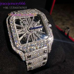 Niestandardowa biżuteria mechaniczna Men Pass Tester Diamond Certified VVS MOISSANITE Iced Out Stalom Steel Watch