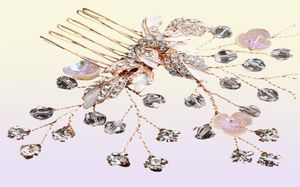 Nyaste persikan Blossom Crystal Hair Comb 2st hårnålar för kvinnor bröllopshuvudstycken hårtillbehör smycken ornament JCH1957047211