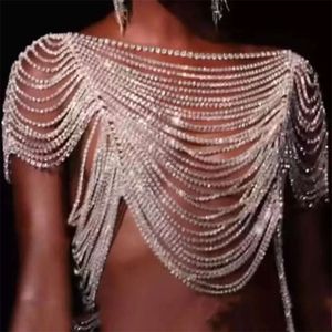 Kostymtillbehör Nya långa Tassel Rhinestone bröstsmycken utsökta nattklubbpartiet Bra Sexig kristallkedja