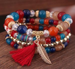 2019 Boemian 4pcs set wing Charm Canderant Bracelets for Women Crystal Stone Multilateer Bracciale da donna Set di gioielli1639203