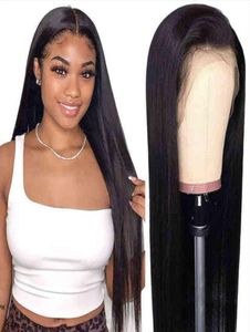 Kvinnor brasilianska transparent HD framspets peruker obesvärda rått rakt mänskliga hår spetsar wig4669099